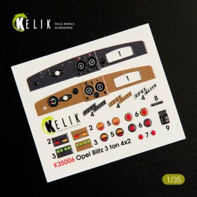  Kelik Opel Blitz 3ton 4x2 interior 3D decals for Tamiya kit - 3D belsőtér-részletező matricakészlet