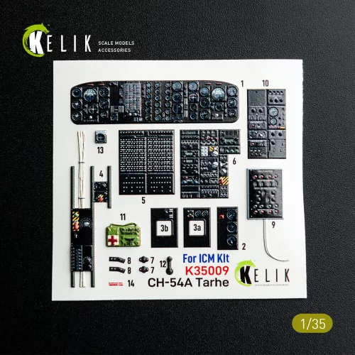 Kelik CH-54A Tarhe interior 3D decals for ICM kit - 3D belsőtér-részletező matricakészlet