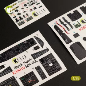   Kelik MH-60L Black Hawk interior 3D decals for Kitty Hawk / Zimimodel kit - 3D belsőtér-részletező matricakészlet