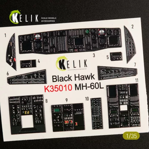 Kelik MH-60L Black Hawk interior 3D decals for Kitty Hawk / Zimimodel kit - 3D belsőtér-részletező matricakészlet