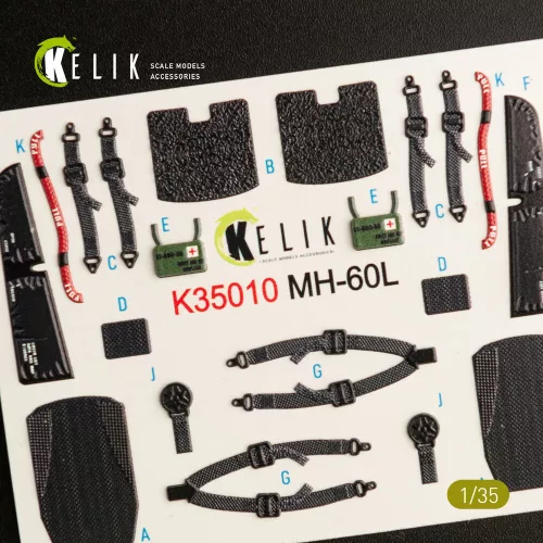 Kelik MH-60L Black Hawk interior 3D decals for Kitty Hawk / Zimimodel kit - 3D belsőtér-részletező matricakészlet