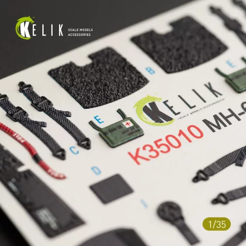 Kelik MH-60L Black Hawk interior 3D decals for Kitty Hawk / Zimimodel kit - 3D belsőtér-részletező matricakészlet