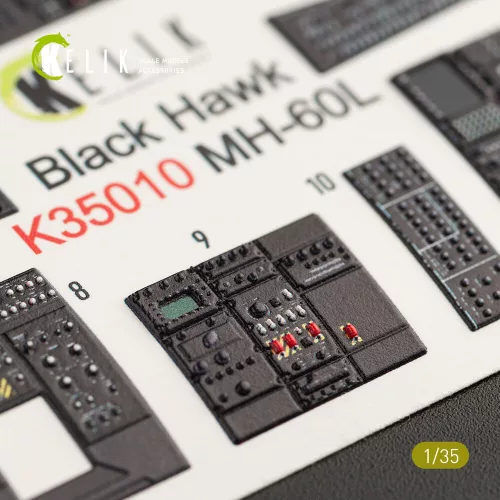 Kelik MH-60L Black Hawk interior 3D decals for Kitty Hawk / Zimimodel kit - 3D belsőtér-részletező matricakészlet