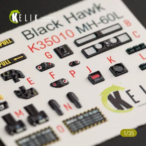 Kelik MH-60L Black Hawk interior 3D decals for Kitty Hawk / Zimimodel kit - 3D belsőtér-részletező matricakészlet