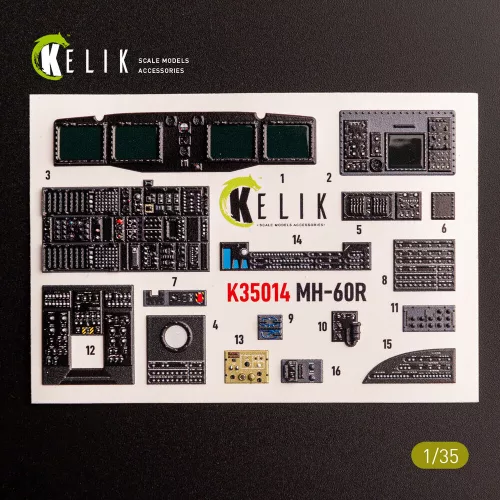 Kelik MH-60R interior 3D decals for Kitty Hawk kit - 3D belsőtér-részletező matricakészlet