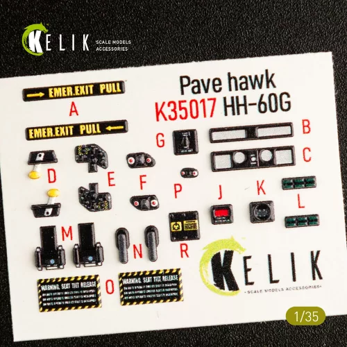 Kelik HH-60G Pave Hawk interior 3D decals for Kitty Hawk / Zimimodel kit - 3D belsőtér-részletező matricakészlet