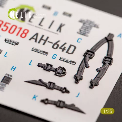 Kelik AH-64D Apache interior 3D decals for Takom kit - 3D belsőtér-részletező matricakészlet