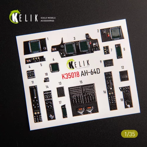 Kelik AH-64D Apache interior 3D decals for Takom kit - 3D belsőtér-részletező matricakészlet