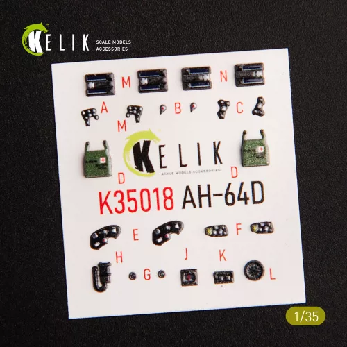 Kelik AH-64D Apache interior 3D decals for Takom kit - 3D belsőtér-részletező matricakészlet