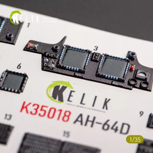Kelik AH-64D Apache interior 3D decals for Takom kit - 3D belsőtér-részletező matricakészlet