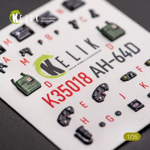 Kelik AH-64D Apache interior 3D decals for Takom kit - 3D belsőtér-részletező matricakészlet