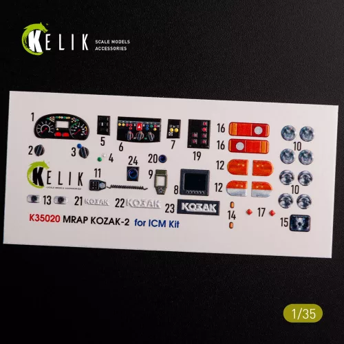 Kelik Kozak-2 Ukrainian MRAP 3D decals for ICM kit - Kozak-2 ukrán MRAP – 3D részletező matricakészlet
