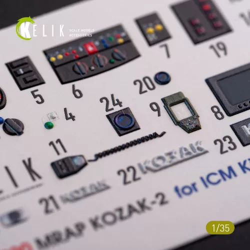 Kelik Kozak-2 Ukrainian MRAP 3D decals for ICM kit - Kozak-2 ukrán MRAP – 3D részletező matricakészlet