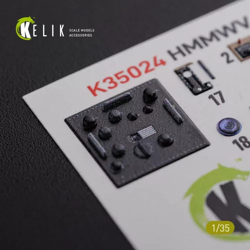 Kelik HUMVEE HMMWV M1036 TOW páncéltörő rakétarendszerrel, sivatagi változat – 3D belsőtér-részletező matricakészlet