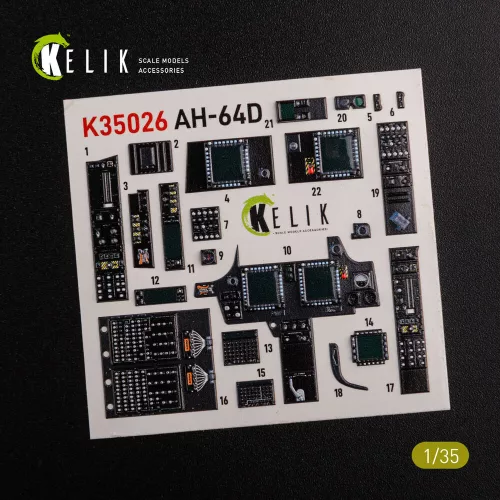Kelik AH-64D Apache interior 3D decals for Meng kit - 3D belsőtér-részletező matricakészlet