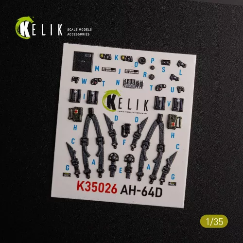 Kelik AH-64D Apache interior 3D decals for Meng kit - 3D belsőtér-részletező matricakészlet