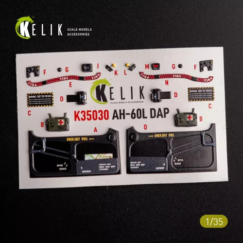 Kelik AH-60L DAP interior 3D decals for Academy kit - 3D belsőtér-részletező matricakészlet