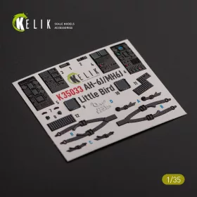   Kelik AH-6J/MH6J Little Bird interior 3D decals for Zimi models/KittyHawk - 3D belsőtér-részletező matricakészlet, Zimi Models/Kitty Hawk makettekhez