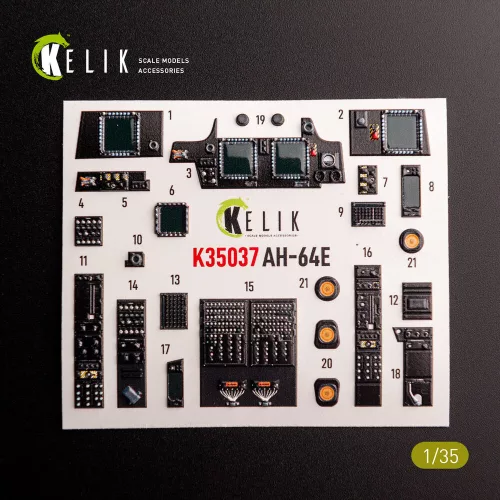 Kelik AH-64E Apache interior 3D decals for Takom kit - 3D belsőtér-részletező matricakészlet