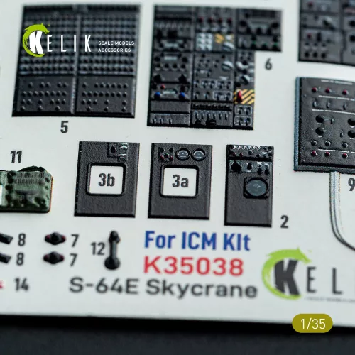 Kelik S-64E Skycrane - interior 3D decals for ICM kit - 3D belsőtér-részletező matricakészlet