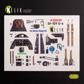   Kelik Bf-109 G-6 - interior 3D decals for Border Models kit - 3D belsőtér-részletező matricakészlet