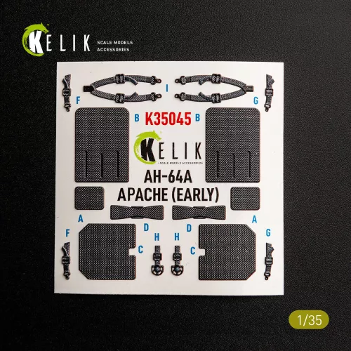 Kelik AH-64A APACHE (early) - interior 3D decals for Trumpeter - 3D belsőtér-részletező matricakészlet