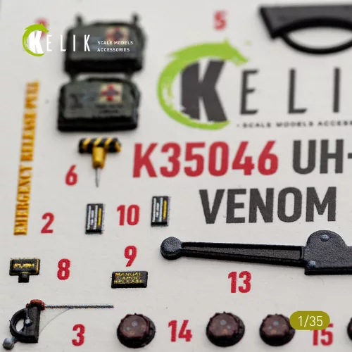 Kelik UH-1Y VENOM - interior 3D decals for Trumpeter - 3D belsőtér-részletező matricakészlet