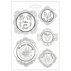   Stamperia - Lágy PVC öntőforma A4 - Romantic Garden House keretek virágokkal - 41504