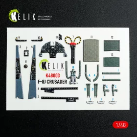   Kelik F-8J Crusader - interior 3D decals for Hasegawa kit - 3D belsőtér-részletező matricakészlet
