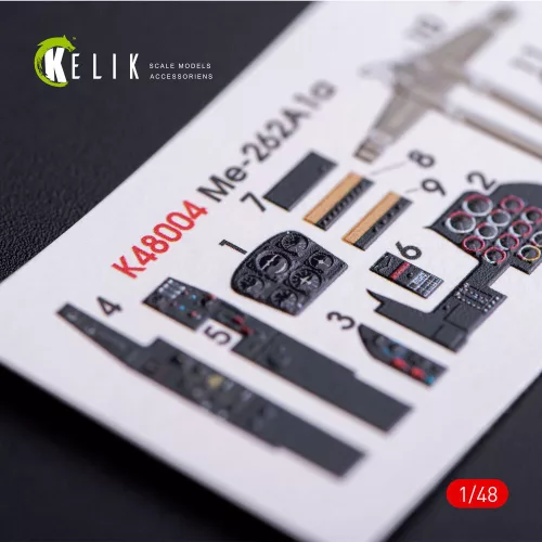 Kelik ME-262A1 interior 3D decals for Tamiya kit - 3D belsőtér-részletező matricakészlet