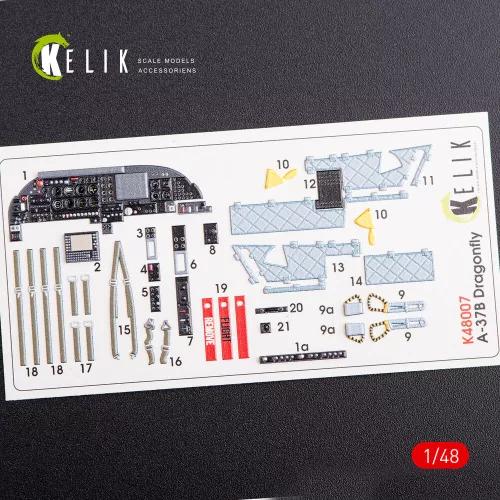Kelik A-37B Dragonfly interior 3D decals for Trumpeter kit - 3D belsőtér-részletező matricakészlet