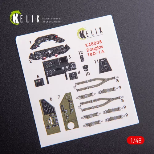 Kelik TBD-1A Devastator interior 3D decals for GWH kit - 3D belsőtér-részletező matricakészlet