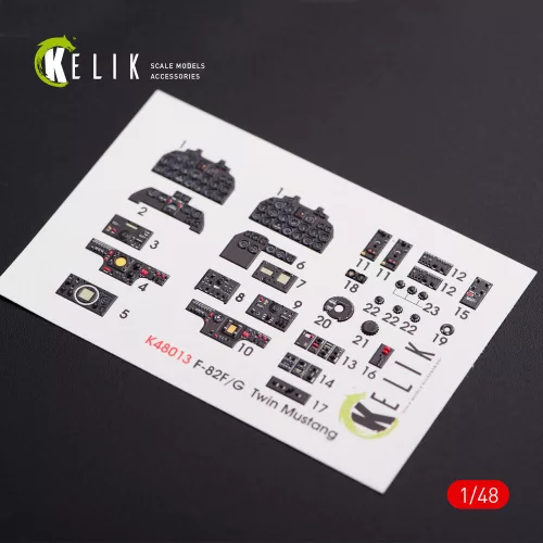 Kelik F-82 (F,G) Twin Mustang interior 3D decals for Modelsvit kit - 3D belsőtér-részletező matricakészlet