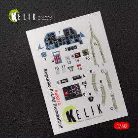   Kelik P-47M Thunderbolt interior 3D decals for Tamiya kit - 3D belsőtér-részletező matricakészlet