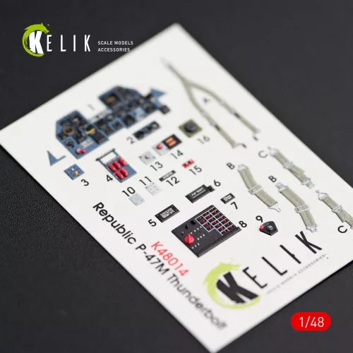 Kelik P-47M Thunderbolt interior 3D decals for Tamiya kit - 3D belsőtér-részletező matricakészlet