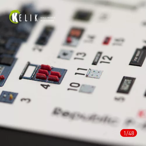 Kelik P-47M Thunderbolt interior 3D decals for Tamiya kit - 3D belsőtér-részletező matricakészlet