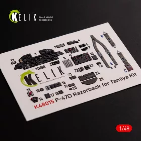   Kelik P-47D Razorback interior 3D decals for Tamiya kit - 3D belsőtér-részletező matricakészlet