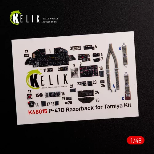 Kelik P-47D Razorback interior 3D decals for Tamiya kit - 3D belsőtér-részletező matricakészlet