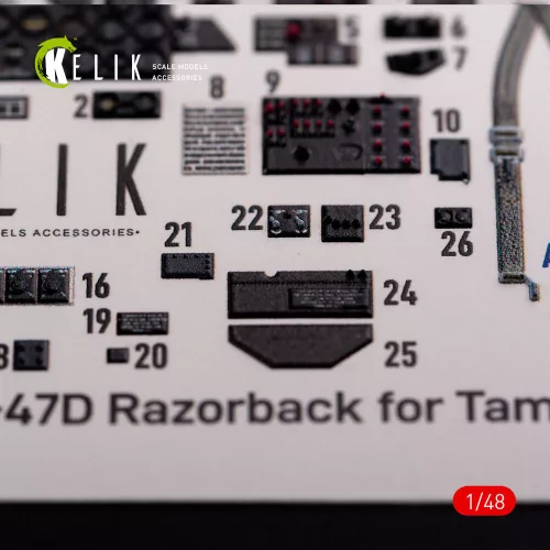 Kelik P-47D Razorback interior 3D decals for Tamiya kit - 3D belsőtér-részletező matricakészlet