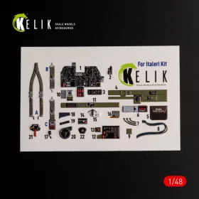  Kelik P-47D Thunderbolt – 3D belsőtér-részletező matricakészlet, Italeri/Academy makettekhez