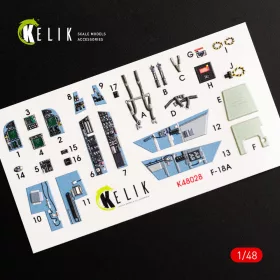  Kelik F/A-18A Hornet interior 3D decals for Kinetic kit - 3D belsőtér-részletező matricakészlet