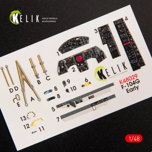 Kelik F-104G Starfighter early type interior 3D decals for Hasegawa kit - F-104G Starfighter korai type – 3D belsőtér-részletező matricakészlet
