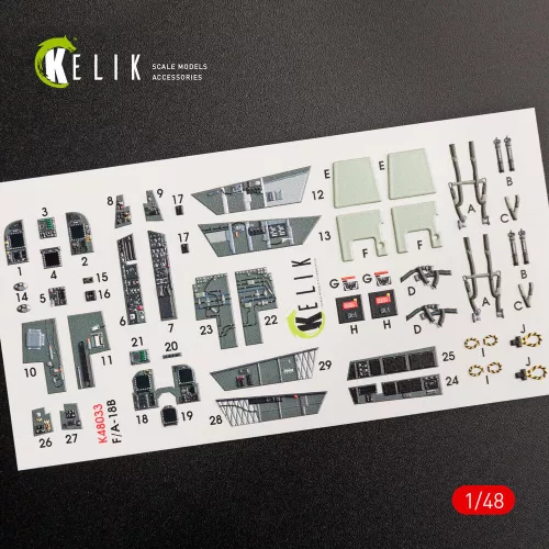 Kelik F/A-18B Hornet interior 3D decals for Kinetic kit - 3D belsőtér-részletező matricakészlet