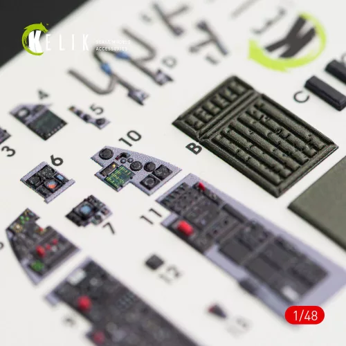 Kelik F-16C/N Fighting Falcon interior 3D decals for Tamiya kit - 3D belsőtér-részletező matricakészlet