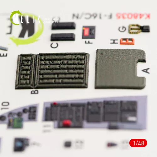 Kelik F-16C/N Fighting Falcon interior 3D decals for Tamiya kit - 3D belsőtér-részletező matricakészlet
