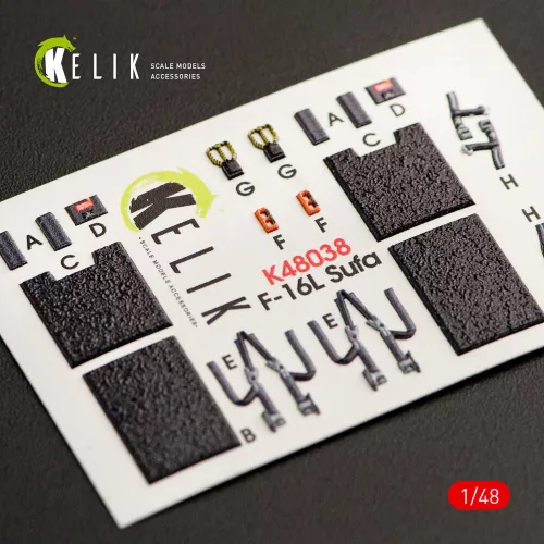 Kelik F-16I Sufa interior 3D decals for Kinetic kit - 3D belsőtér-részletező matricakészlet