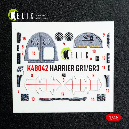 Kelik Harrier GR1/GR3 interior 3D decals for Kinetic kit - 3D belsőtér-részletező matricakészlet