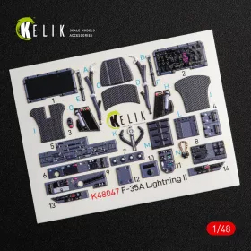  Kelik F-35A Lightning II interior 3D decals for Kitty Hawk / Zimimodel kit - 3D belsőtér-részletező matricakészlet