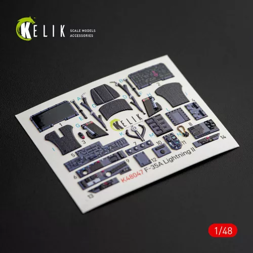 Kelik F-35A Lightning II interior 3D decals for Kitty Hawk / Zimimodel kit - 3D belsőtér-részletező matricakészlet