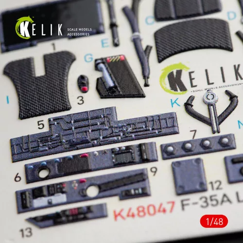 Kelik F-35A Lightning II interior 3D decals for Kitty Hawk / Zimimodel kit - 3D belsőtér-részletező matricakészlet
